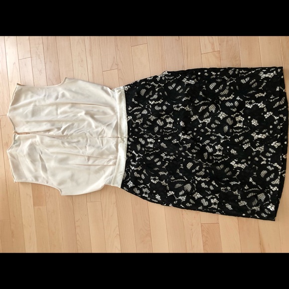 RRP€360 Malene Birger Crêpe Skirt Dress Size 36/S. Two Tone Contrast Lace; New - Picture 2 of 6